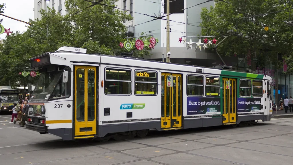 Illustrative: a Melbourne tram in Bourke Street, photographed in December 2013. The photograph does not show the youth myki scheme or any person described in the article.