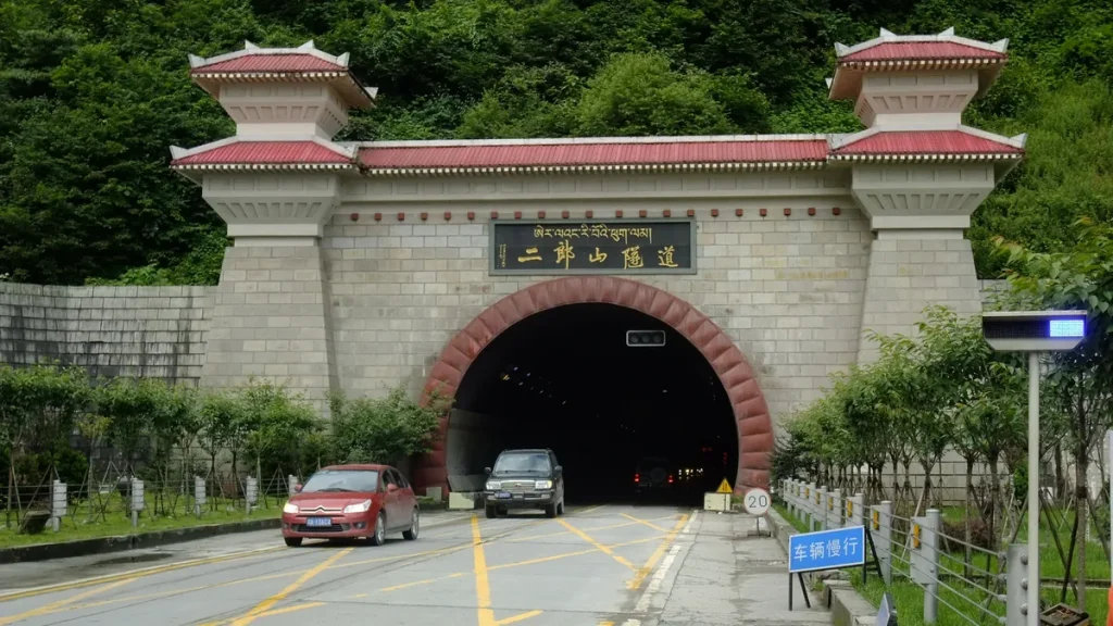 The Erlang Mountain Tunnel on the Sichuan-Tibet Highway in Sichuan, China
