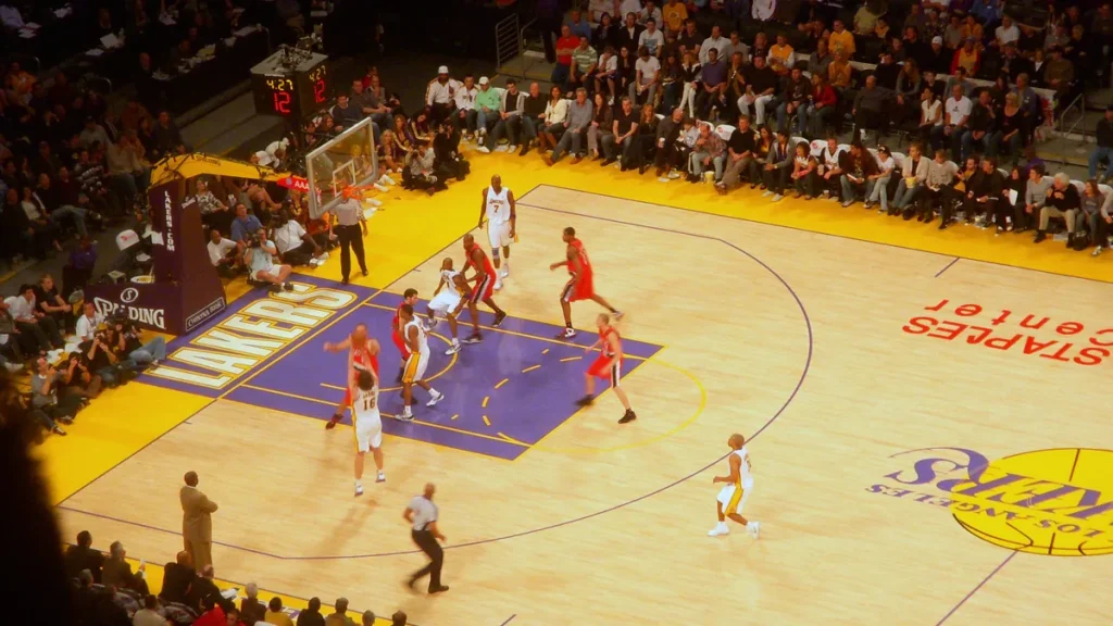 A Los Angeles Lakers home game in progress