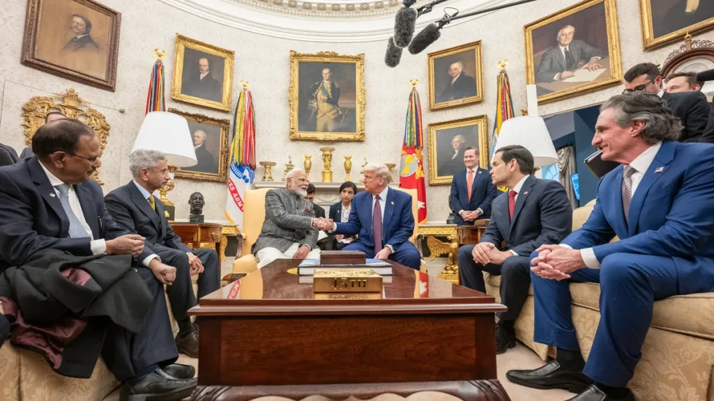 President Donald Trump and Prime Minister Narendra Modi meeting in the Oval Office