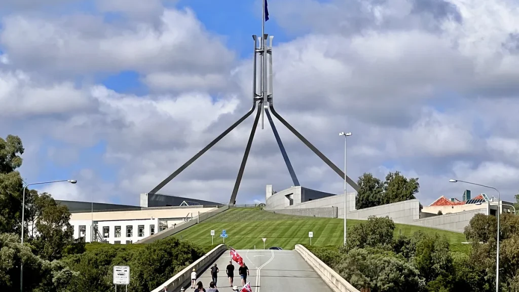 Parliament House, Canberra, seen from the front approach
